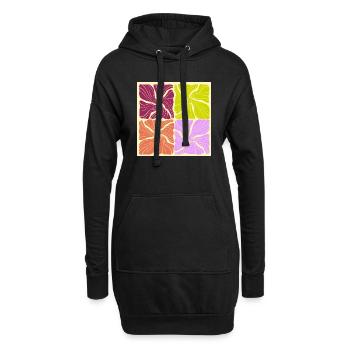 Motif de fleurs - Sweat-shirt à capuche long Femme - noir - Devant