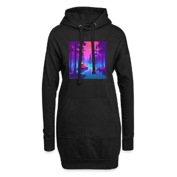 Rêveries au clair de lune en camping - Sweat-shirt à capuche long Femme - noir - Devant