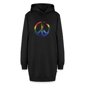 Peace Regenbogen - Hoodie-Kleid - Schwarz - Vorne - AI Model Female 172 light (172cm)
