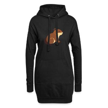 Castor à fourrure brune - Sweat-shirt à capuche long Femme - noir - Devant
