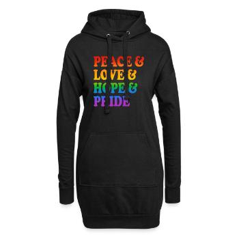 Paix Amour Espoir Fierté Arc-en-ciel Couleurs - Sweat-shirt à capuche long Femme - noir - Devant