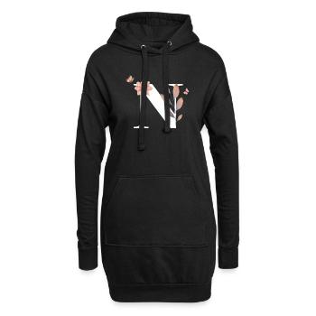 Lettre n fleurs sauvages aquarelles - Sweat-shirt à capuche long Femme - noir - Devant