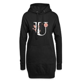 Lettre u fleurs sauvages aquarelles - Sweat-shirt à capuche long Femme - noir - Devant