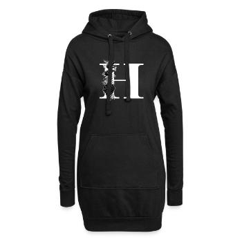 Lettre h floral noir et blanc - Sweat-shirt à capuche long Femme - noir - Devant