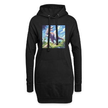 Dinosaurier - Hoodie-Kleid - Schwarz - Vorne