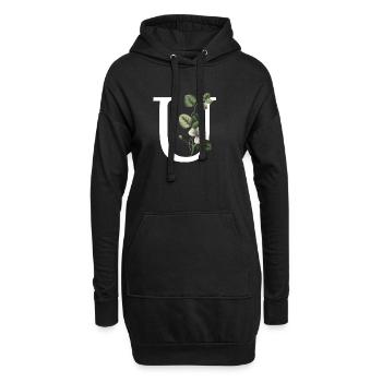 Buchstabe U Grün Botanisch - Hoodie-Kleid - Schwarz - Vorne