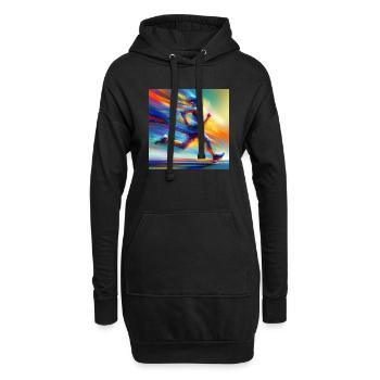 Laufende Frau 2 - Hoodie-Kleid - Schwarz - Vorne