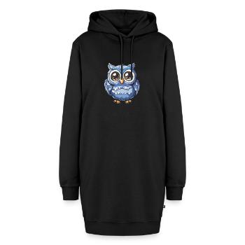 Niedliche Eulenfigur Mit Großen Augen - Hoodie-Kleid - Schwarz - Vorne - AI Model Female 172 light (172cm)
