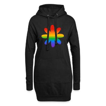 Regenbogen-Blume - Hoodie-Kleid - Schwarz - Vorne
