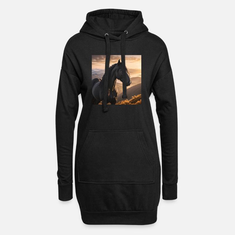 Pferdekunst - Hoodie-Kleid - Schwarz
