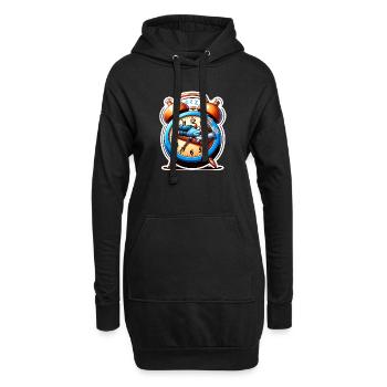 Wecker und Schlafen - Hoodie-Kleid - Schwarz - Vorne