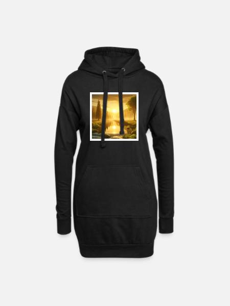 Romantische Landschaft zum Entspannen - Hoodie-Kleid - Schwarz
