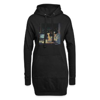 Années 80 Anime Guy Calmant Impression de mode de haute qualité - Sweat-shirt à capuche long Femme - noir - Devant