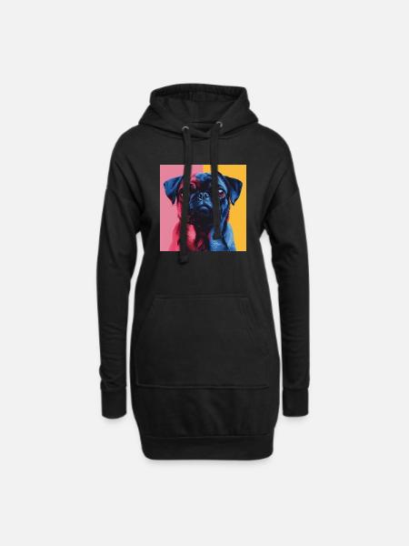 Mops - Hoodie-Kleid - Schwarz