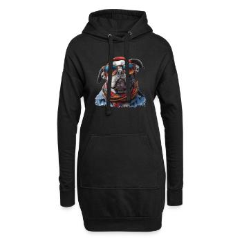 Mamie bouledogue français - Sweat-shirt à capuche long Femme - noir - Devant