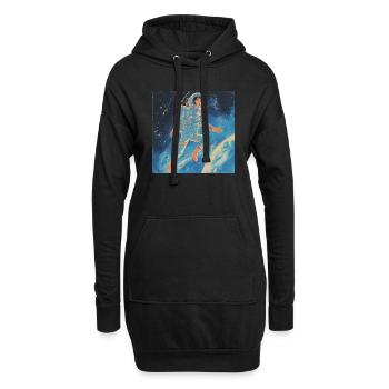 80er Jahre Anime Mädchen beruhigender hochwertiger Modedruck - Hoodie-Kleid - Schwarz - Vorne