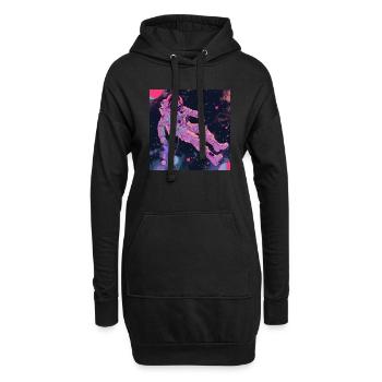 80er Jahre Anime Mädchen beruhigender hochwertiger Modedruck - Hoodie-Kleid - Schwarz - Vorne
