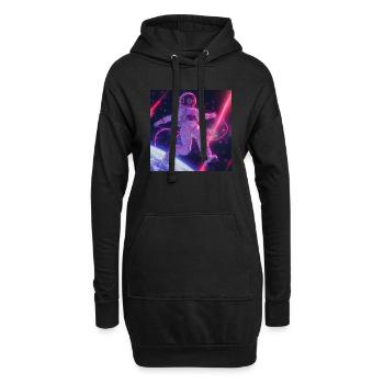 80er Jahre Anime Mädchen beruhigender hochwertiger Modedruck - Hoodie-Kleid - Schwarz - Vorne