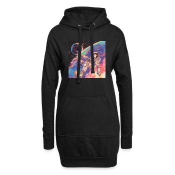 80er Jahre Anime Mädchen beruhigender hochwertiger Modedruck - Hoodie-Kleid - Schwarz - Vorne
