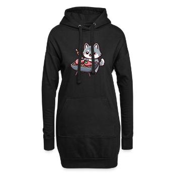 Le loup au grill - Sweat-shirt à capuche long Femme - noir - Devant