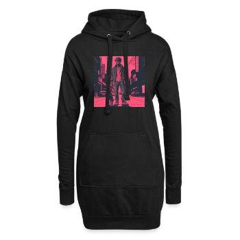 Années 80 Anime Guy Calmant Impression de mode de haute qualité - Sweat-shirt à capuche long Femme - noir - Devant