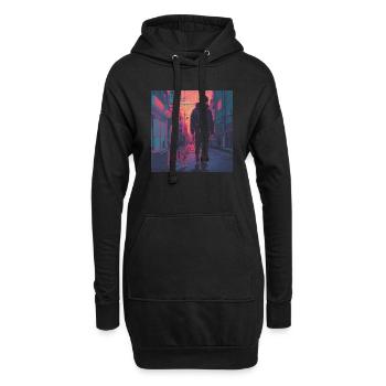Années 80 Anime Guy Calmant Impression de mode de haute qualité - Sweat-shirt à capuche long Femme - noir - Devant