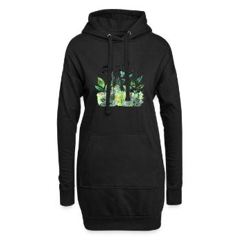 Plantes et musique - Impression de mode de haute qualité - Sweat-shirt à capuche long Femme - noir - Devant