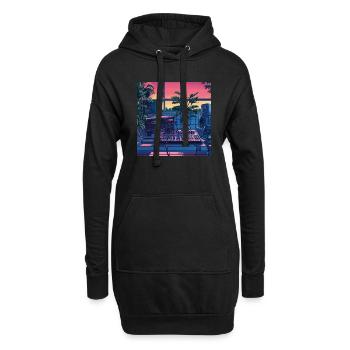 Plantes et musique - Impression de mode de haute qualité - Sweat-shirt à capuche long Femme - noir - Devant