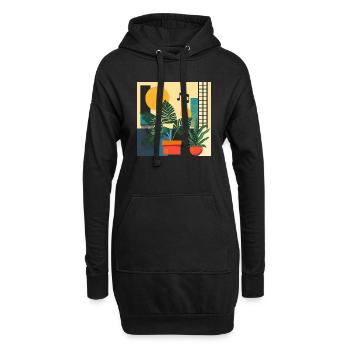 Plantes et musique - Impression de mode de haute qualité - Sweat-shirt à capuche long Femme - noir - Devant