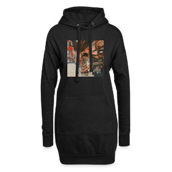 80er Jahre Anime Teen Beruhigender Hochwertiger Modedruck - Hoodie-Kleid - Schwarz - Vorne