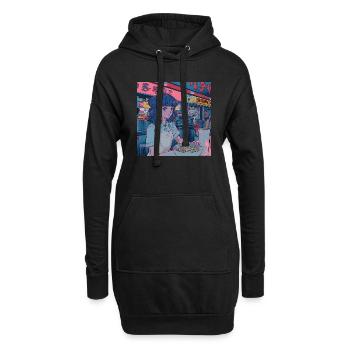 80er Jahre Anime Teen Beruhigender Hochwertiger Modedruck - Hoodie-Kleid - Schwarz - Vorne