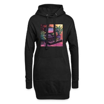 Plantes et musique - Impression de mode de haute qualité - Sweat-shirt à capuche long Femme - noir - Devant