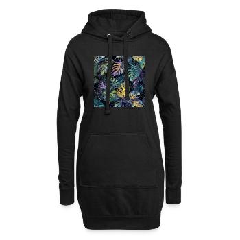 Plantes et musique - Impression de mode de haute qualité - Sweat-shirt à capuche long Femme - noir - Devant