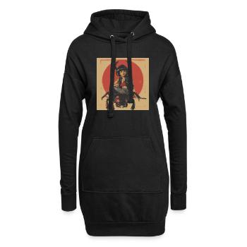 80er Jahre Anime Teen Beruhigender Hochwertiger Modedruck - Hoodie-Kleid - Schwarz - Vorne