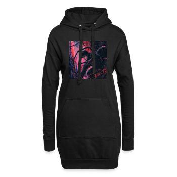 80er Jahre Anime Teen Beruhigender Hochwertiger Modedruck - Hoodie-Kleid - Schwarz - Vorne