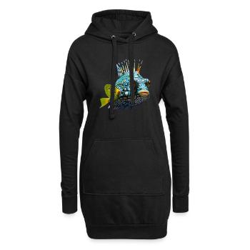 Poissons exotiques aux couleurs vives - Sweat-shirt à capuche long Femme - noir - Devant