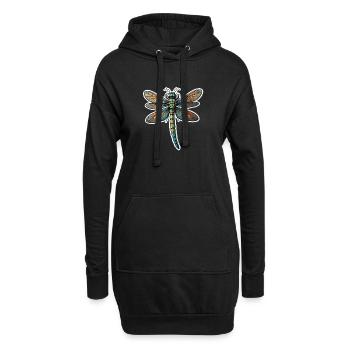 Bunte Libelle - Hoodie-Kleid - Schwarz - Vorne