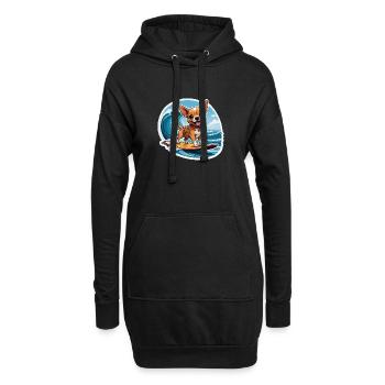 Chihuahua Surfer Spaß - Hoodie-Kleid - Schwarz - Vorne