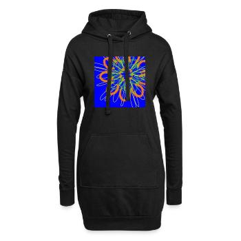 Abstrakte Blume auf blauem Hintergrund - Hoodie-Kleid - Schwarz - Vorne
