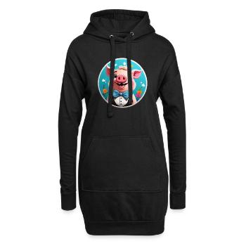 Bande dessinée cochon drôle - Sweat-shirt à capuche long Femme - noir - Devant