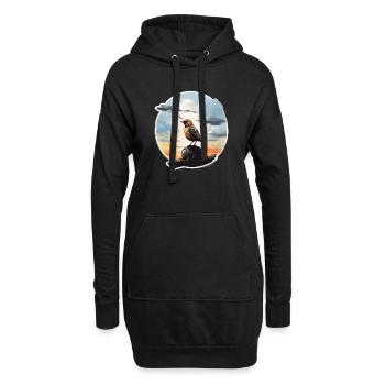 Landschaft Gemälde mit Vogel - Hoodie-Kleid - Schwarz - Vorne