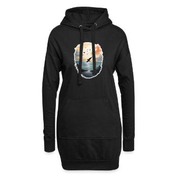 Landschaft Gemälde mit Vogel - Hoodie-Kleid - Schwarz - Vorne