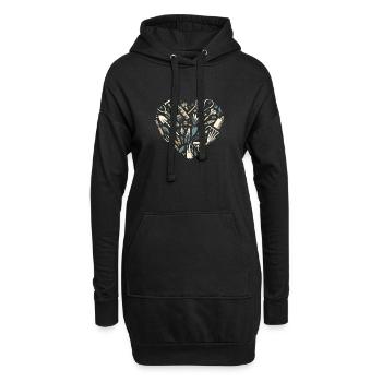 Stilvolles Garten Herz - Hoodie-Kleid - Schwarz - Vorne