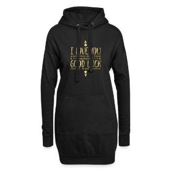 Liebe - lustiger Spruch - I love you good luck - Hoodie-Kleid - Schwarz - Vorne