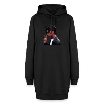 Jungen - Zärtlichkeit und Weichheit - Hoodie-Kleid - Schwarz - Vorne - AI Model Female 172 light (172cm)