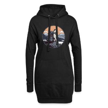 Ukiyo-e Katze in den Bergen Berge gehören mir - Hoodie-Kleid - Schwarz - Vorne