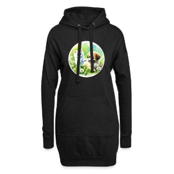 Hund und Katze in Harmonie - Hoodie-Kleid - Schwarz - Vorne