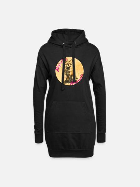 Majestic Animals: Schlauer Fuchs - Hoodie-Kleid - Schwarz