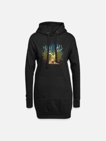 Hirsch - Hoodie-Kleid - Schwarz