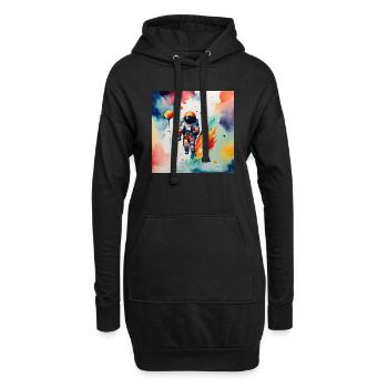 Astronaut - Hoodie-Kleid - Schwarz - Vorne